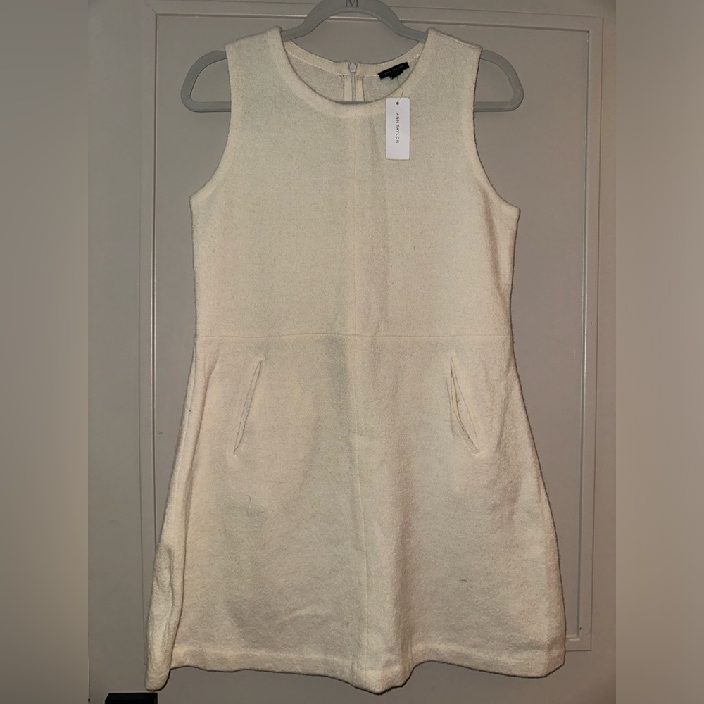 NWT Ann Taylor 100% Wool‎ Cream Midi Dress